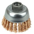 Weiler 2-3/4" Single Row Knot Wire Cup Brush .020" Bronze 5/8"-11 UNC Nut 13299